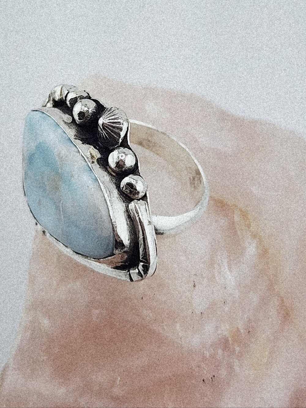 LARIMAR RING HANDMADE IN STERLING SILVER UNISEX SIZE 9 - Picture 8 of 16